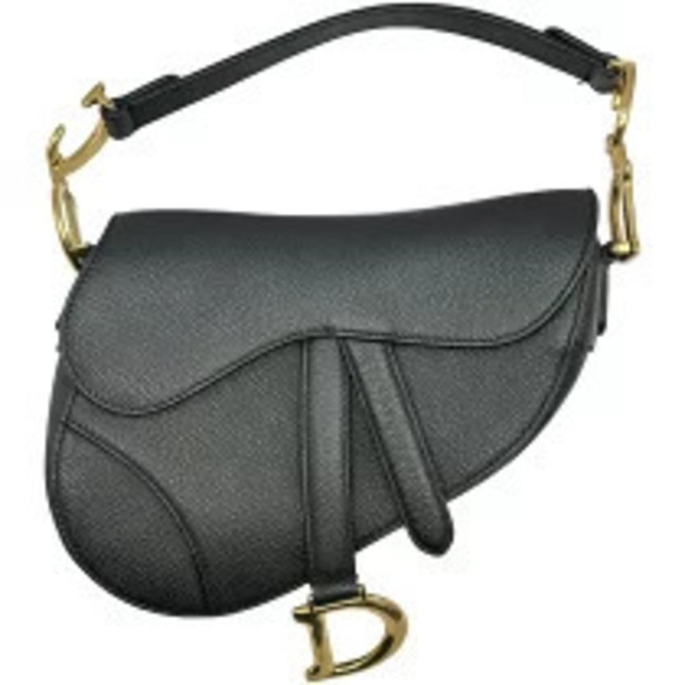 Christian Dior Saddle Bag Black Leather Shoulder